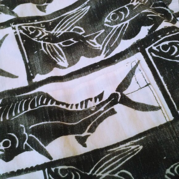 Vintage 90s Kahala Aloha Shirt -M Buttons Pocket SSL Vents Mahi Flying Fish - Picture 9 of 12